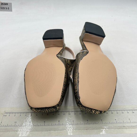 YDN Snake Square Toe Block Low Heels Slingback Formal Loafer Dressy Shoes Pump - Picture 7 of 8